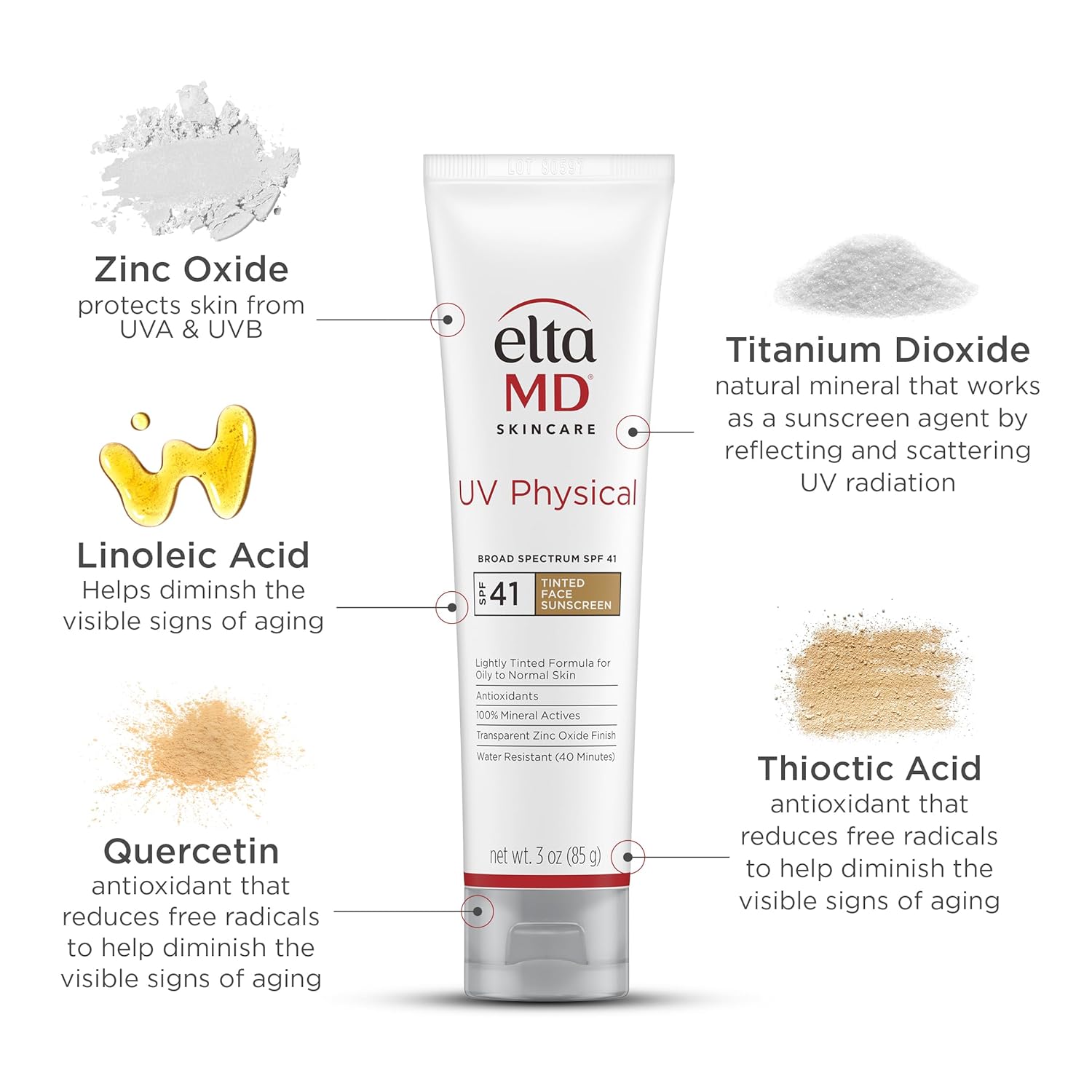 Eltamd UV physique SPF 41 à large teinté Lotion
