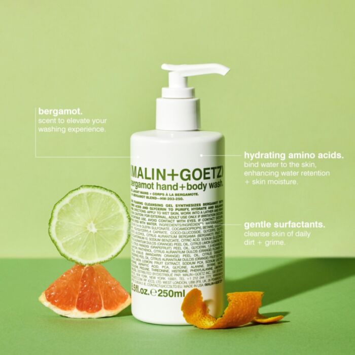 bergamot hand+body wash.